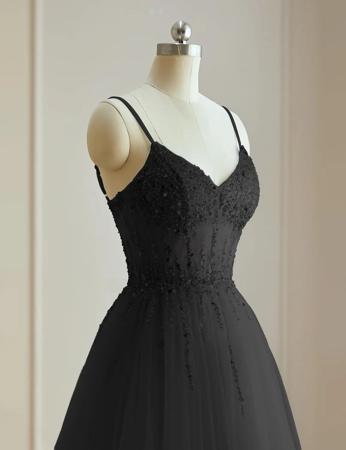 A Line تول فساتين لحضور الحفلات الموسيقية للمراهقين 2026 أشرطة سباغيتي مطرز طويل الكرة ثوب مع شق فستان سهرة فستان الحفلات