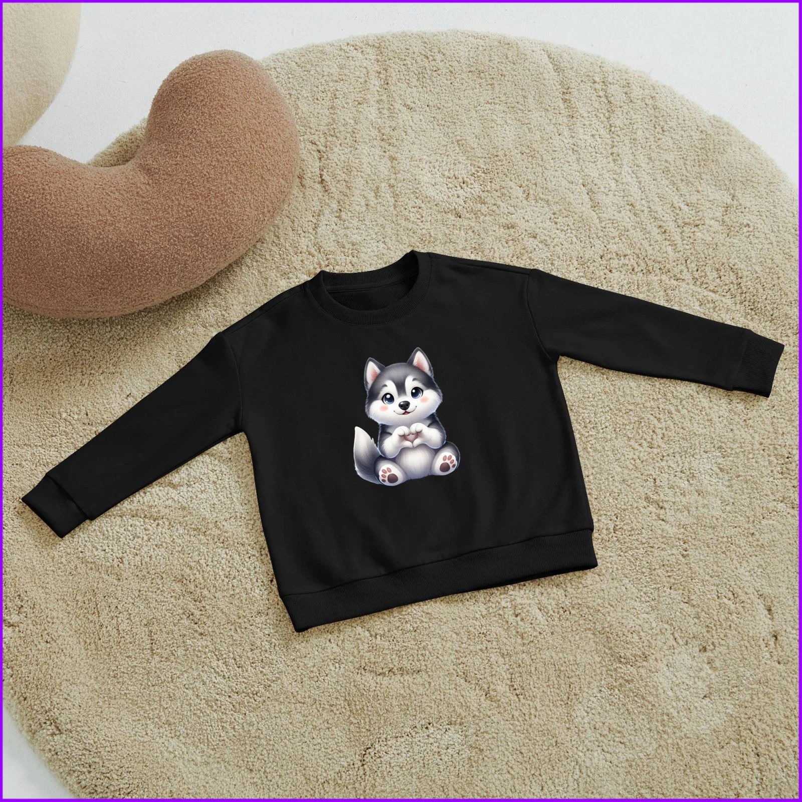 Siberian Husky Cartoon Cute Dog Giving Heart Animal Sja596 Kids Boys Girls Hoodies Sweatshirts Clothing Sweatshirts Tops Teen Cl