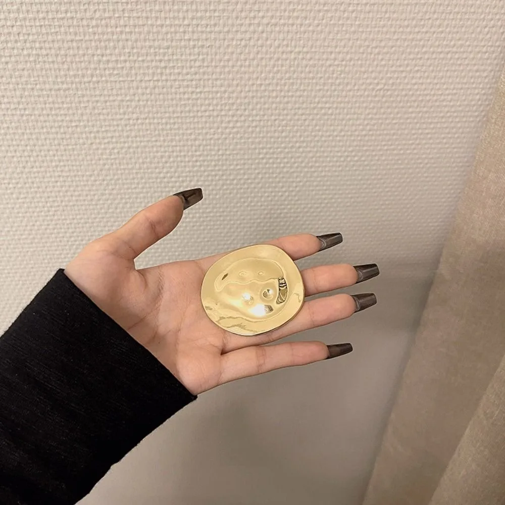 Alloy Round Slice Brooches Jewelry Accessories Minority Design Big Statement Irregular Brooch Luxury Brand Korean Style Women