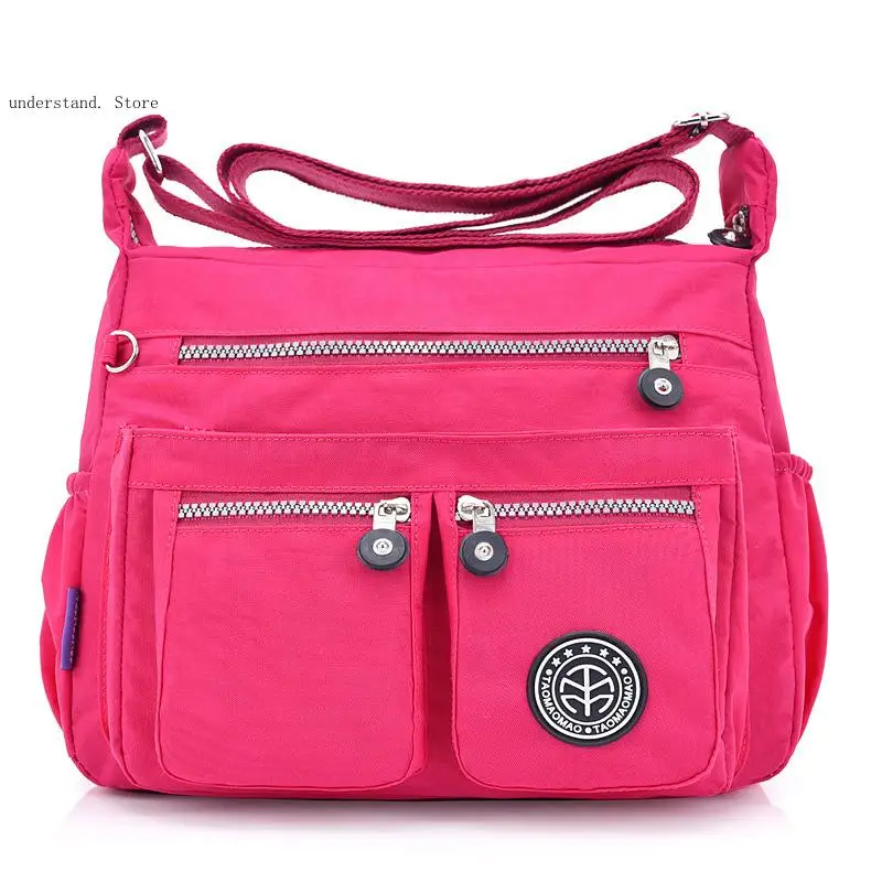 Solid Color Waterproof Multi Pocket Nylon Large Capacity Single Shoulder Crossbody Bag for Women Middle-Aged and Elderly