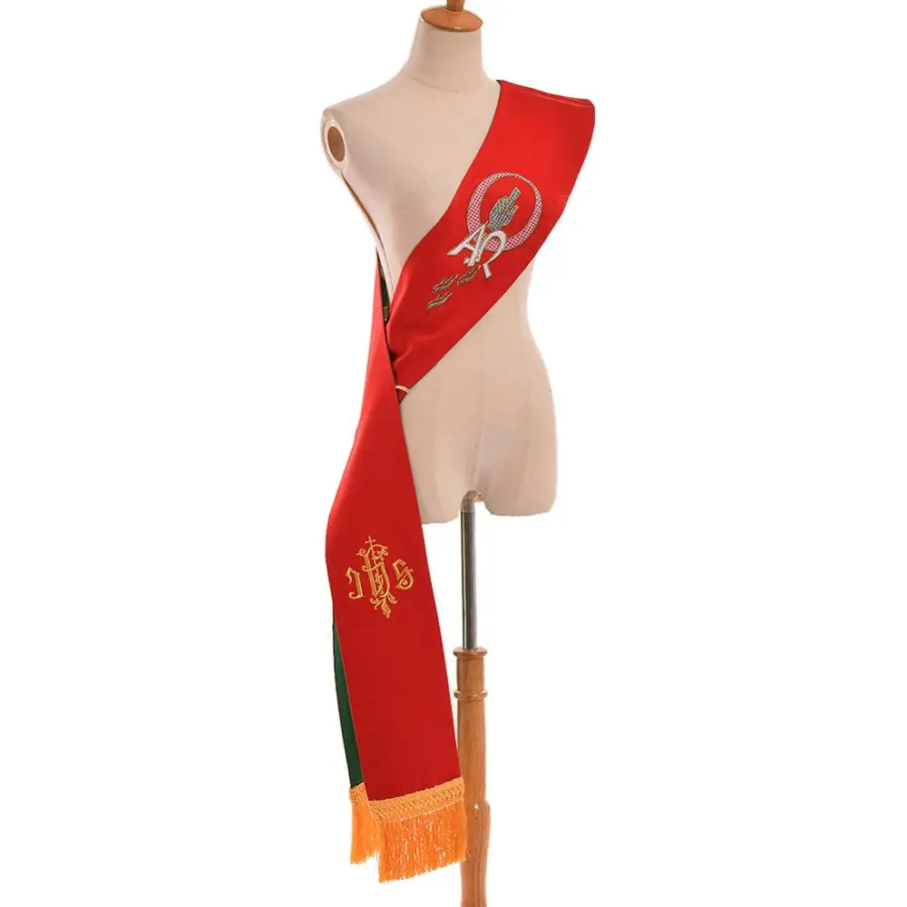 Catholic Priest Scarf Embroidered Holy Cross Reversible Clergy Jacquard Stole