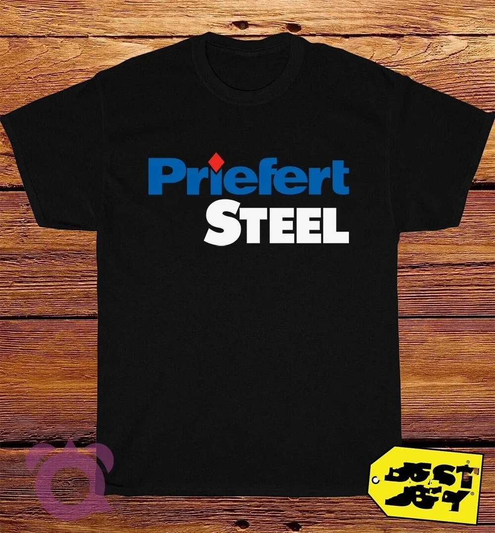 

Новинка лета 2025 года, рубашка Priefert Steel, американская забавная футболка с принтом, хлопок с круглым вырезом, свободный повседневный модный модный топ