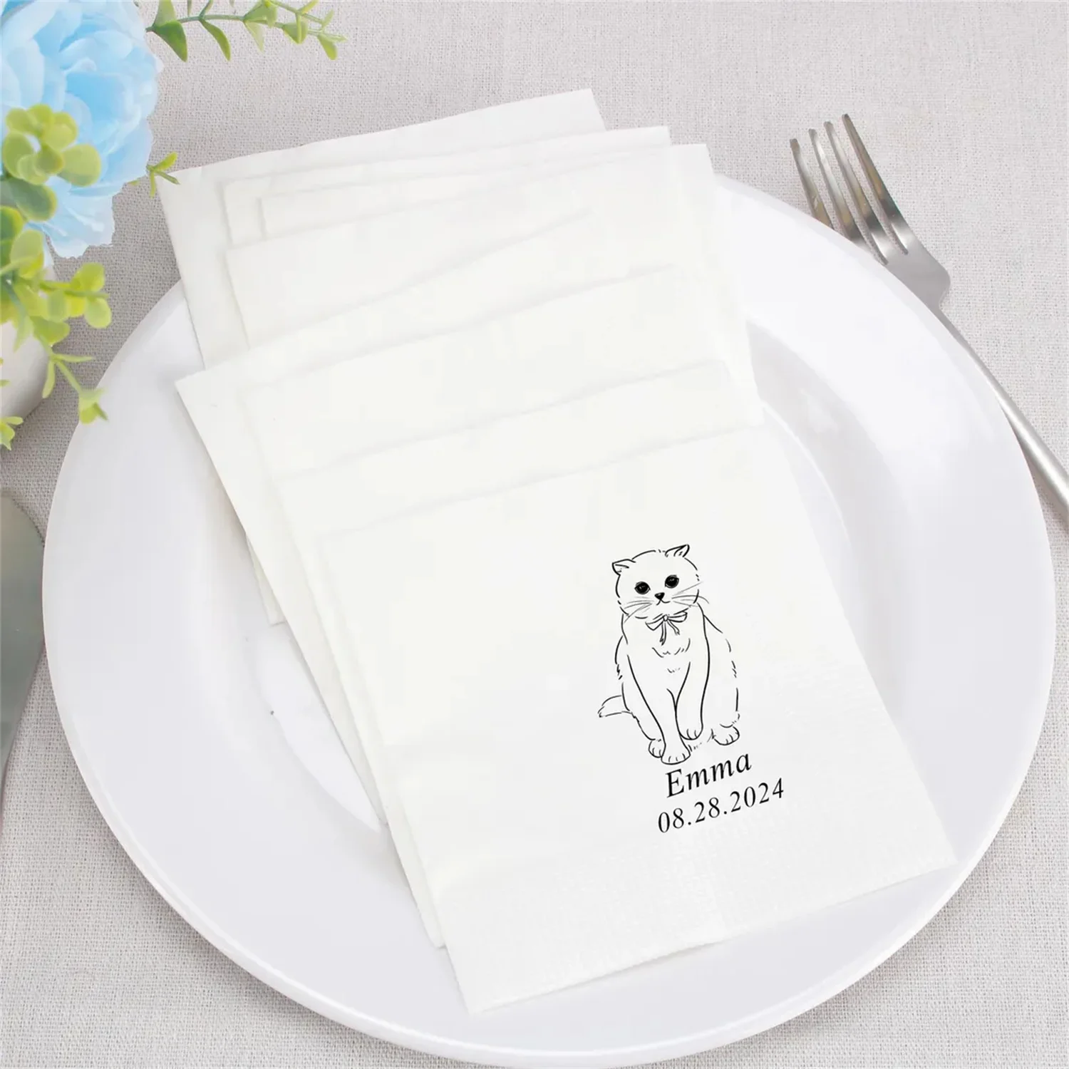 50 PCS Personalized Pet Cocktail Napkins,Custom Pet Cocktail Napkins,Dog Wedding Napkins,Customized Pet Napkins,Custom Pet Portr