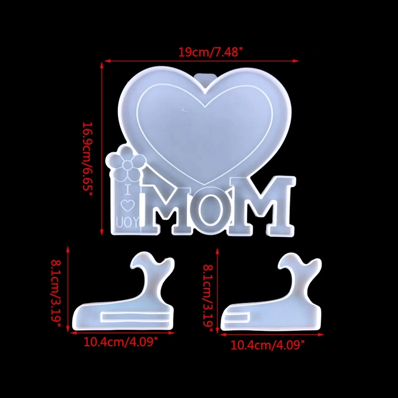 MOM Love Heart Cornice per foto Stampo in resina epossidica UV Cornice per foto Stampo in silicone fai da te