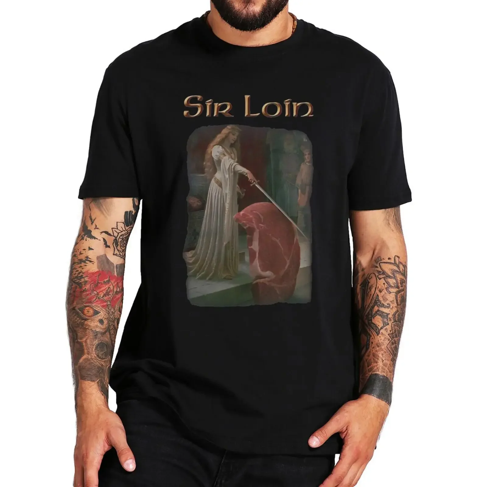 Sir Loin Steak T-shirt Vintage Funny Meme Harajuku Y2k Graphic T Shirt For Men Women O-neck 100% Cotton Unisex Tops EU Size