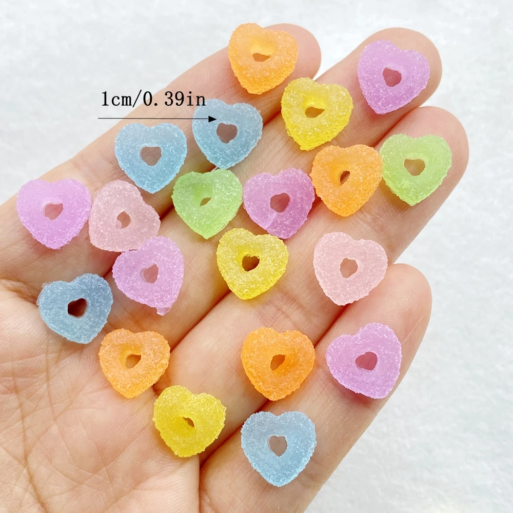 30pcs Soft Candy Heart Shaped, Circular Hollow Heart Nail Art Decoration Parts Mix Colors For Nail Art Cabochons Ornament