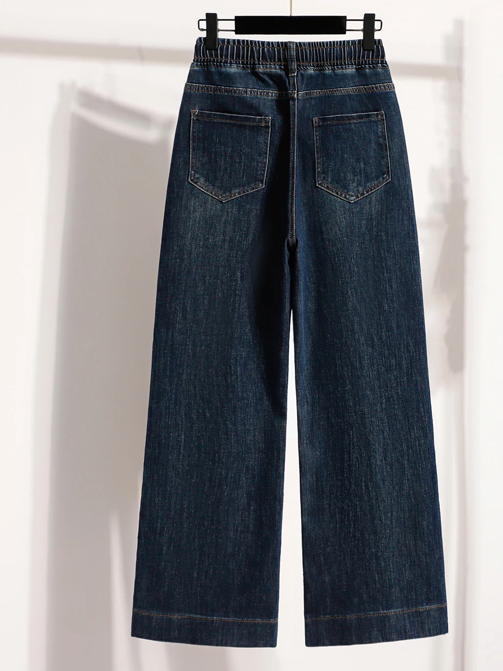 Jeans in denim a gamba larga dimagranti Jeans casual in cotone elasticizzato da donna Primavera Autunno ular Pantaloni a tubo dritto taglie forti