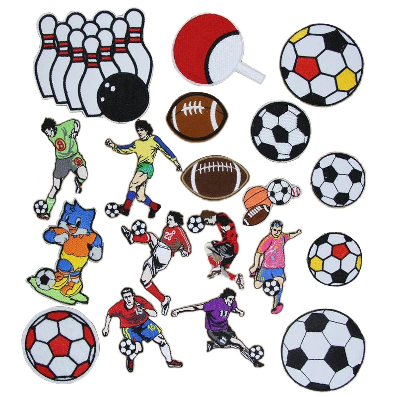 Free Shipping 10 Pcs Football Basketball Bowling Soccer Pingpong Embroidered Iron On Motif Applique Garment DIY Accessory