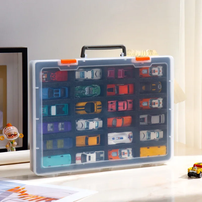 1/64 Scale Toy Car Storage Box Compatible with Matchbox and Hot Wheels, Portable Storage Box for 24 Small Car Models