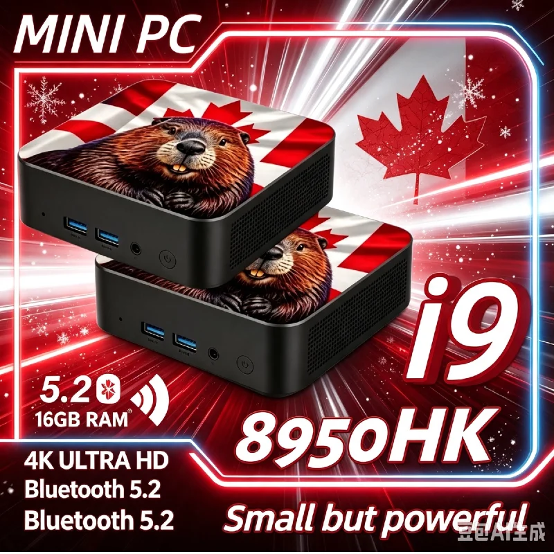 Pc Gaming Ultra - カナダ国旗デザインの超薄型ミニデスクトップPC 2026 Core i9‑8950HK 16GB 2TB