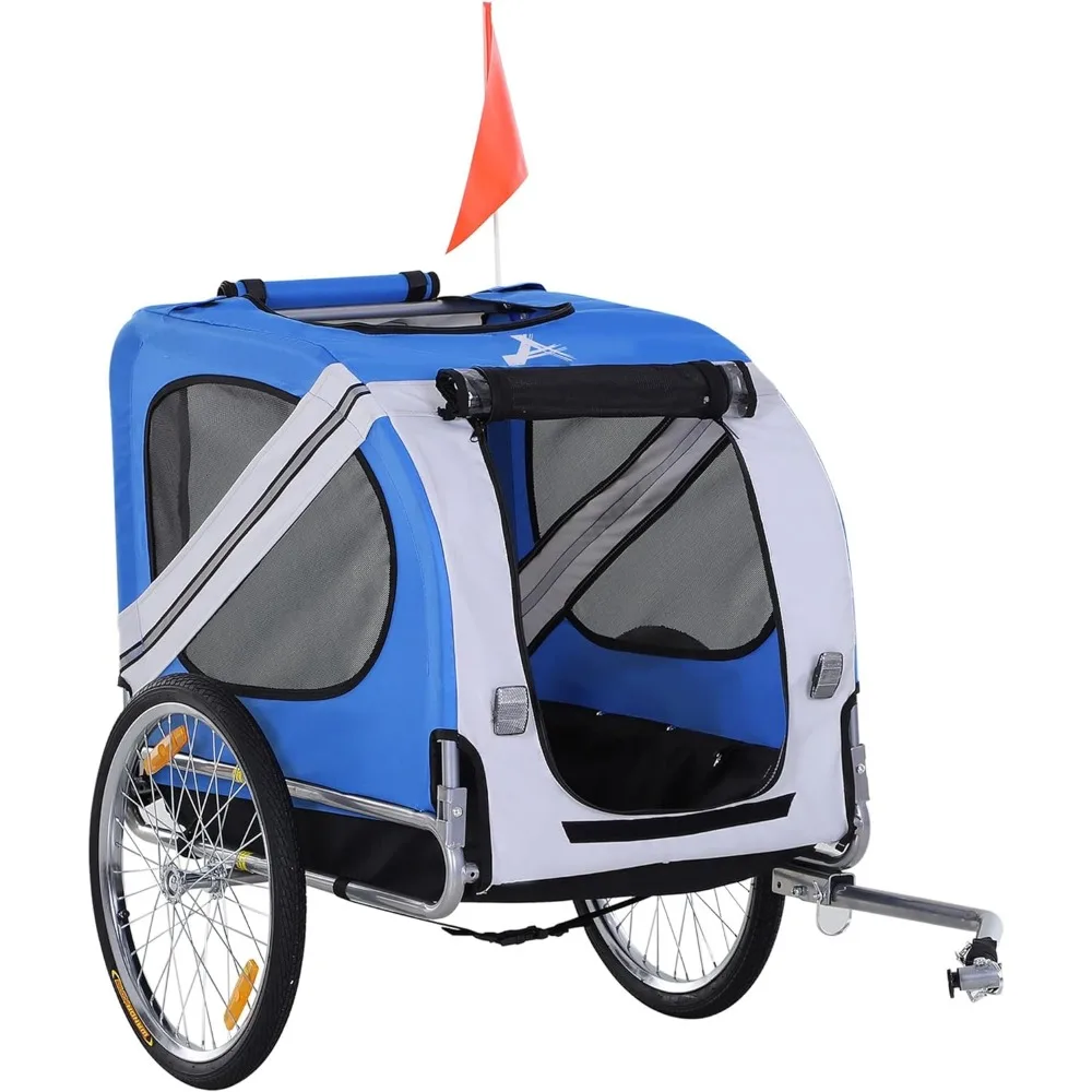 

Pet StrollersTrailer Pet Cart Bicycle Wagon Cargo Carrier Attachment for Travel with 3 Entrances Large Wheels Pet Strollers