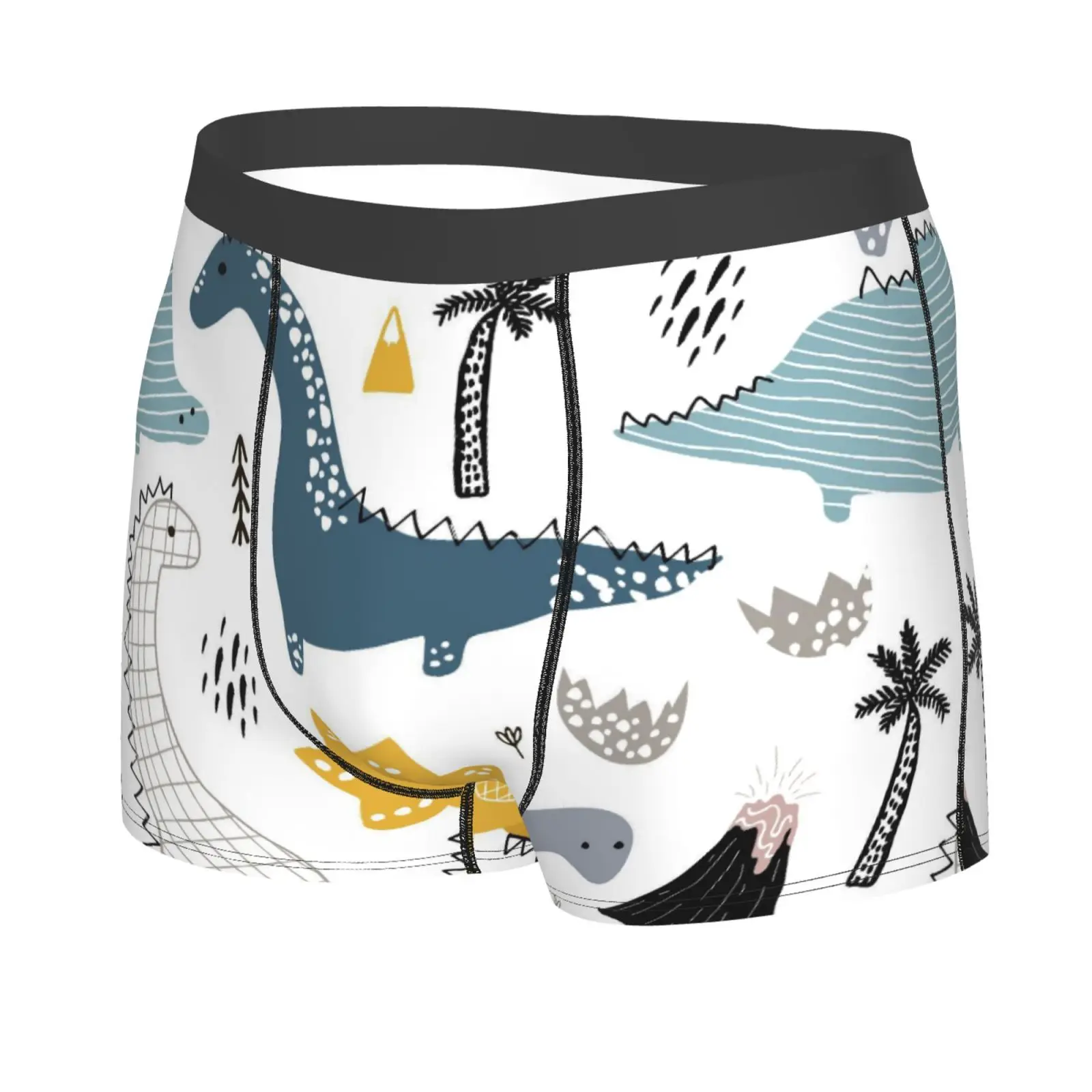 Interesting Dinosaur Adventure Men's Breathable Boxer Briefs Comfort Soft Stretch Underwear Trunks with Bulge Pouch for Men Boys