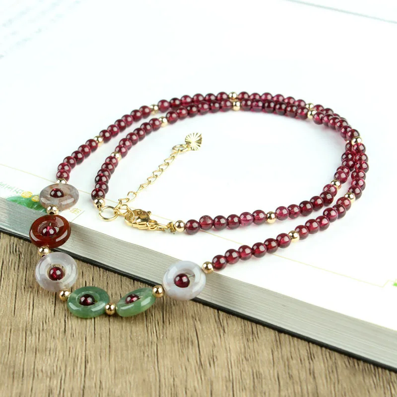 

Natural Garnet Clavicle Chain Mozambique Wine Red Garnet Tower Chain