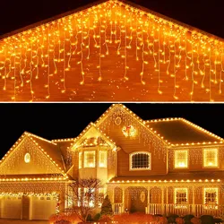 Weihnachtsdekoration 2024 Girlande Led Eiszapfen Vorhang Lichter Outdoor Droop 0,5 / 0,6 / 0,7M Straße Girlande auf dem Haus Silvester 2025 Lichterketten für Weihnachten / Hochzeit / Party / Haus / Raum Dekor Ornamente