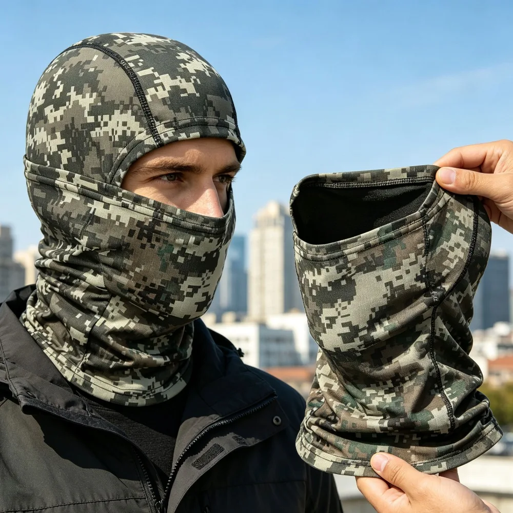 Windproof Camouflage Full Face Balaclava Ski Mask Lightweight Neck Face Cover for Motorcycle Cycling Hunting Outdoor Sports