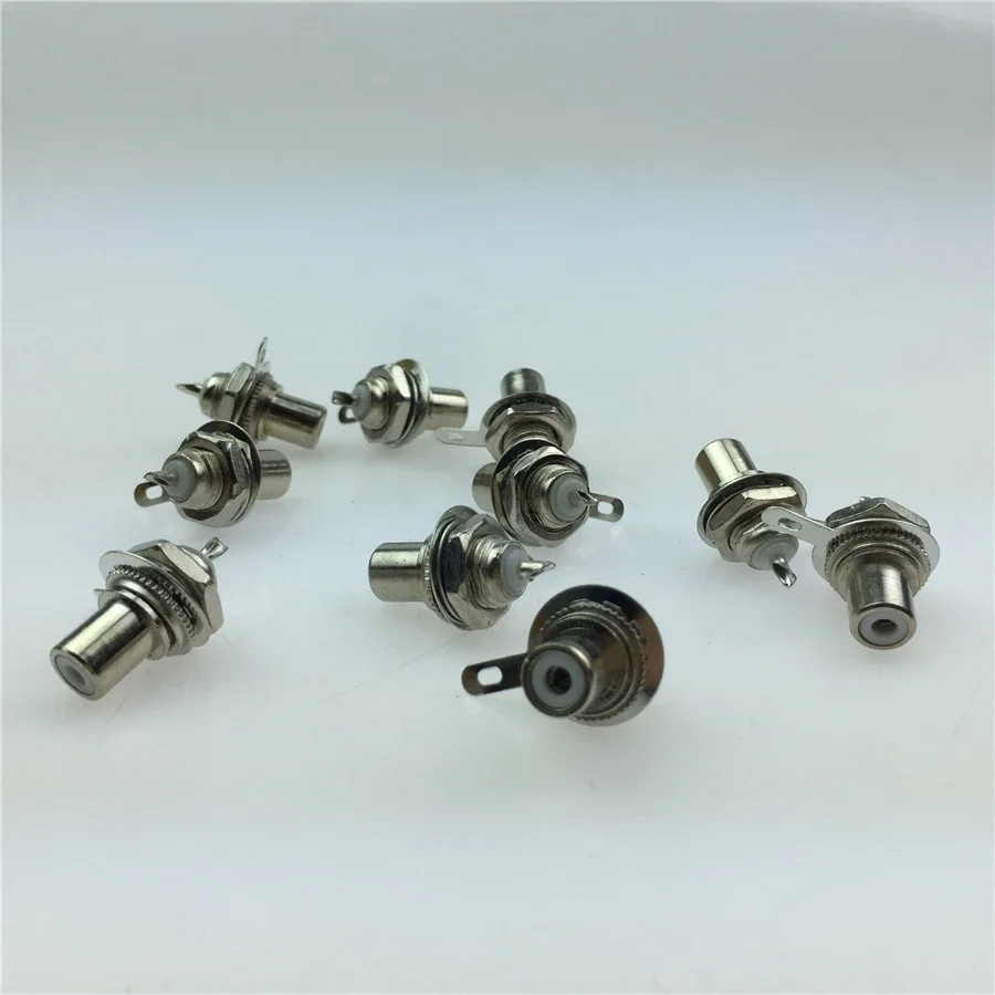 Charging Round Mouth Nickel Plated RCA Female Socket Audio Video AV Socket Medium Length Extended Lotus Seat Chassis Connector