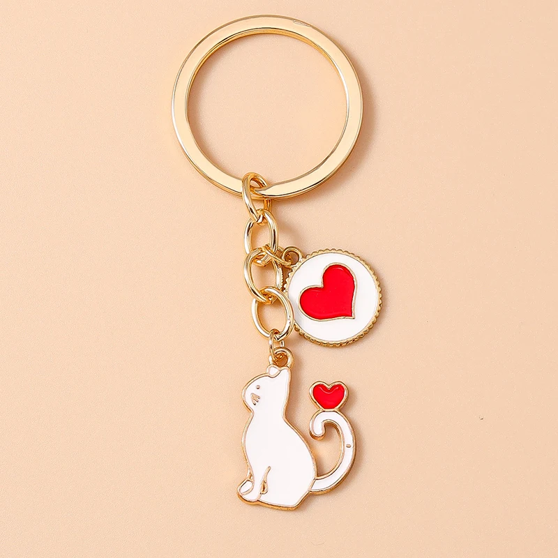 Niedlicher Emaille-Katzen-Schlüsselanhänger, Cartoon-Tier-Schlüsselanhänger, Anhänger für Frauen und Mädchen, Handtasche, Dekor, DIY, handgefertigter Schmuck, Geschenkzubehör – Detail 12
