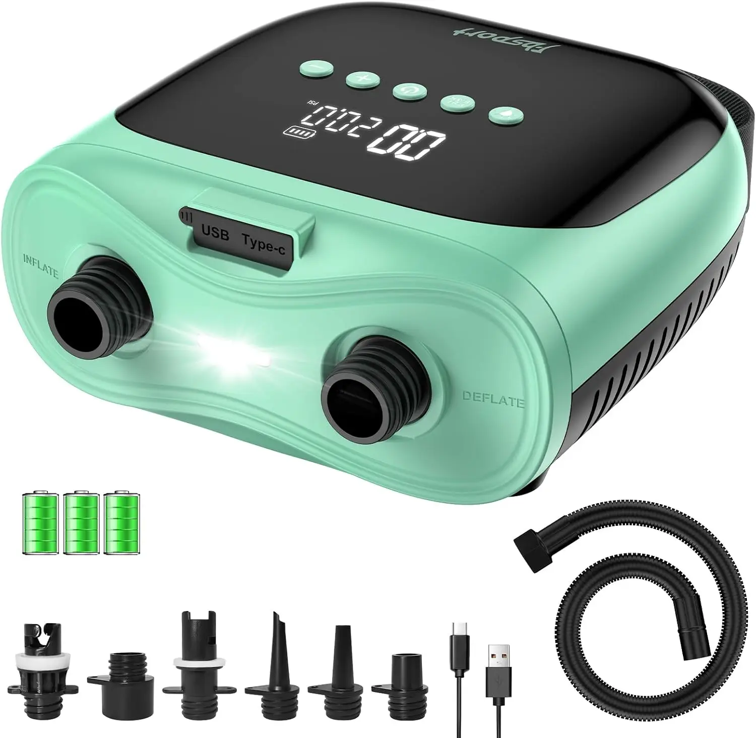 Rechargeable 20PSI Electric Air Pump for SUP Paddle Boards, Kayak and Tent - Portable, Quick Inflate and Deflate for Stand Up Paddleboards