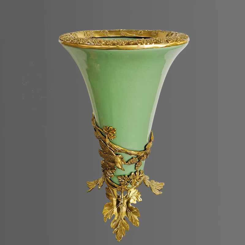 green home accessories with brass fittings decorative porcelain vase