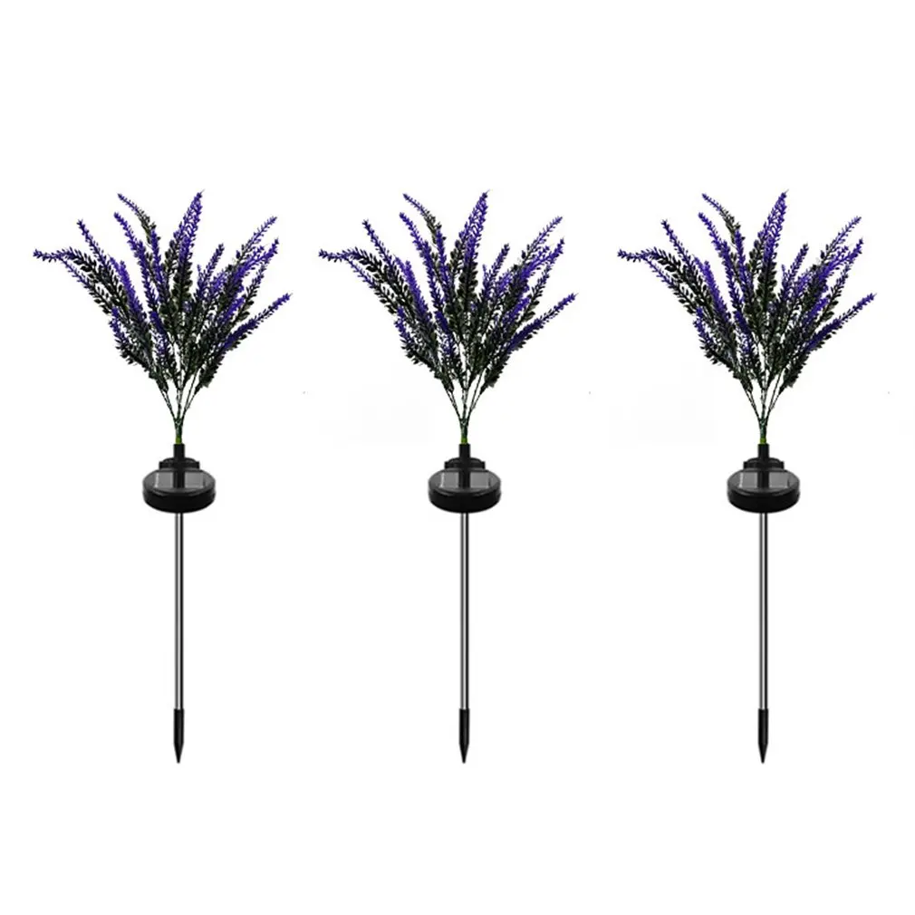 2PCS LED Solar Lavender Flower Landscape Lawn Lamp Outdoor Garden Villa Courtyard Simulation Arrangement Floor