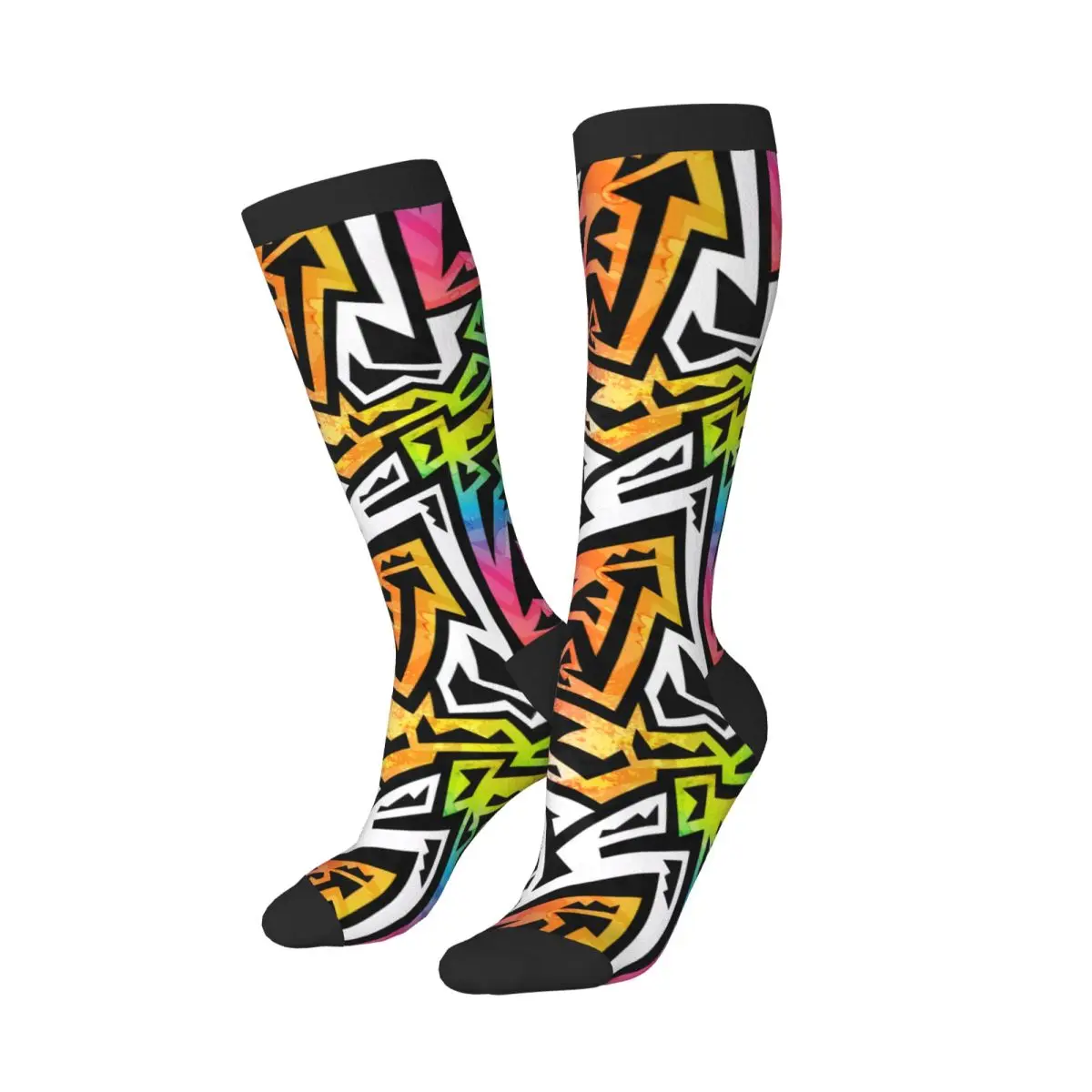Spring/autumn over the knee socks Rainbow Color Geometric Pattern school dance long stocking