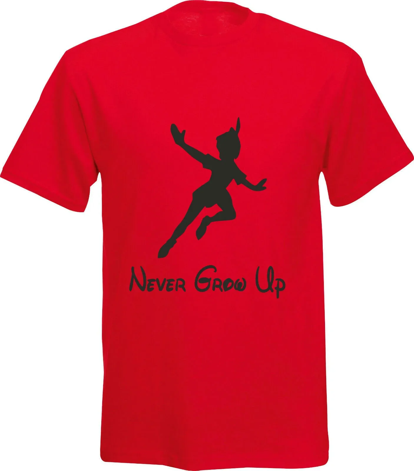 Never Grow Up. Funny Peter Pan Gift T Shirt New 100% Cotton Short Sleeve O-Neck T-shirt Casual Mens Top