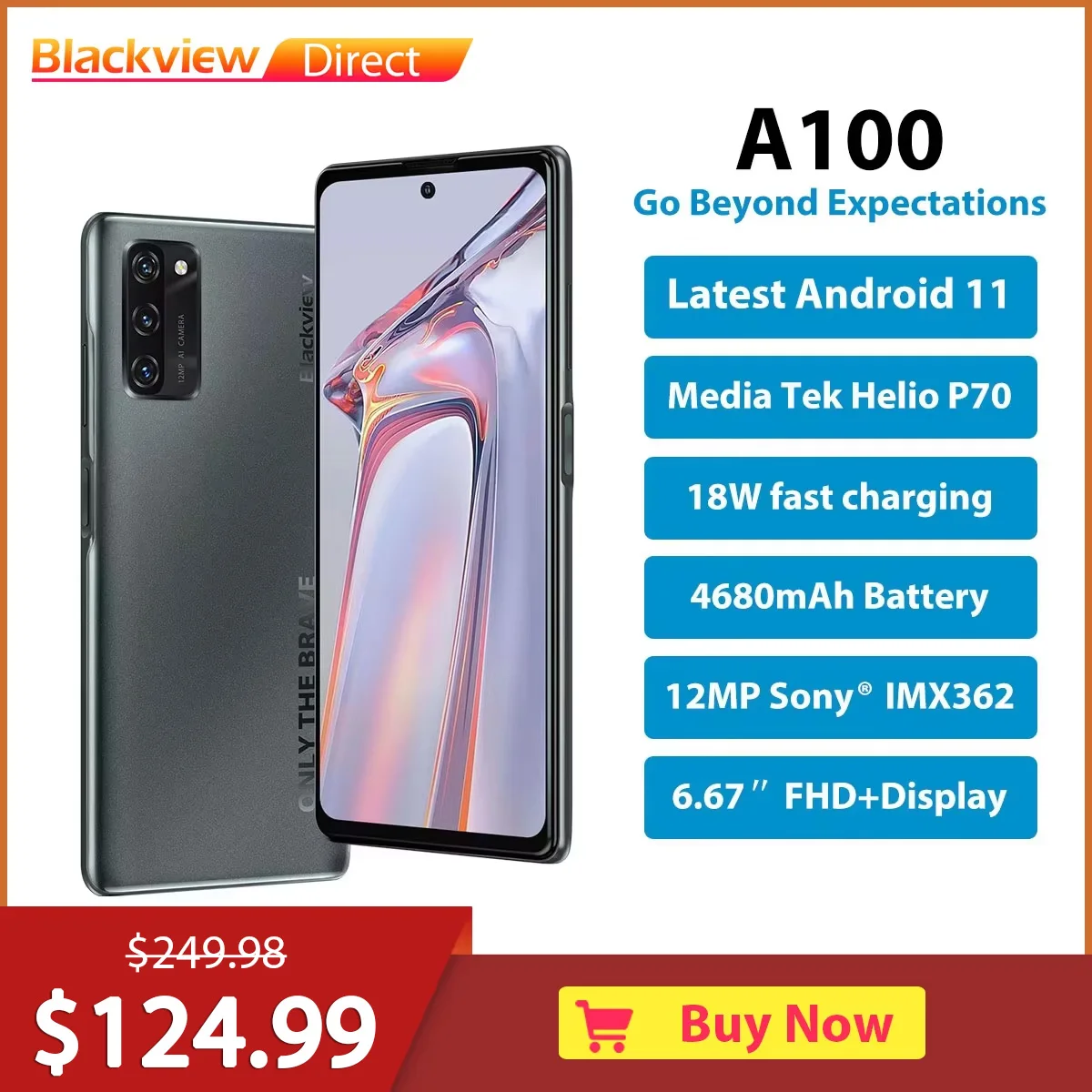 Blackview A100 Smartphone, 6.67