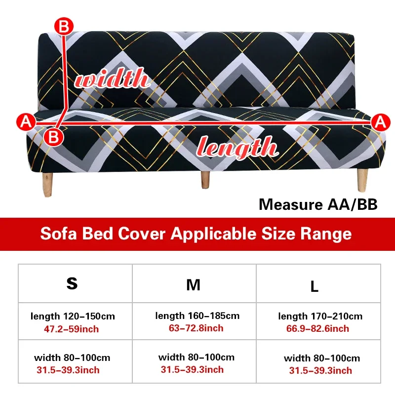 Floral Printed Armless Futon Covers with Skirt Stretch All-inclusive Folding Sofa Bed Cover Sofa Cover for Kids,Pets Washable