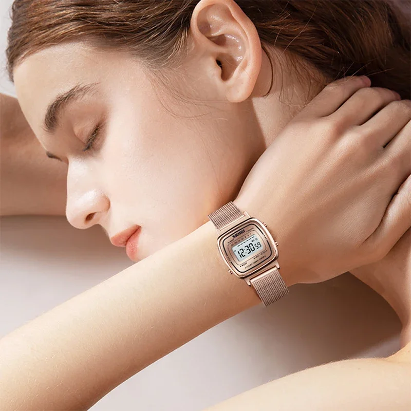 Skmei Golden Digital Watch Men Women Watches Luxury Gold Wrist Watches Stainless Steel Female Male Clock Relogio Masculino 1901