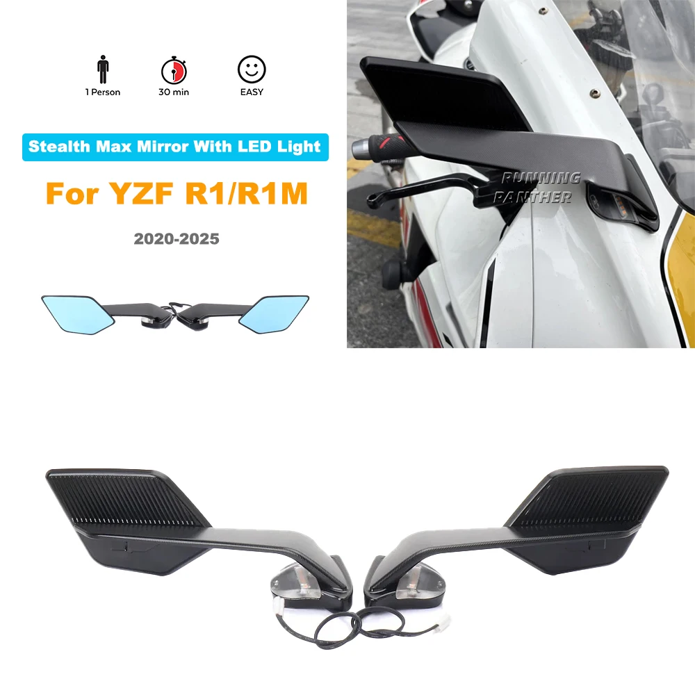

Для Yamaha YZF R1 r1 R1M r1m 2020-2025 аксессуары для мотоциклов боковое зеркало заднего вида ветрокрыло регулируемый светодиодный светильник