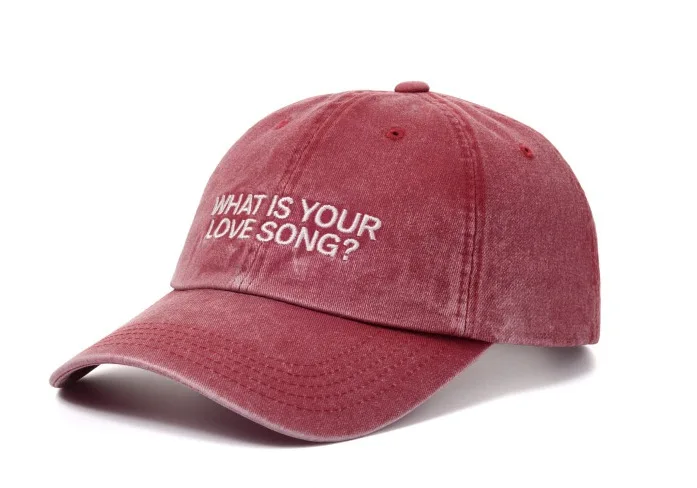 1 Stück Kpop "What Is Your Love Song" Strickmütze mit Stickerei für Damen, Tour-Konzertmütze, Outdoor Retro Washed Baseball Caps 모자 – Detail 5