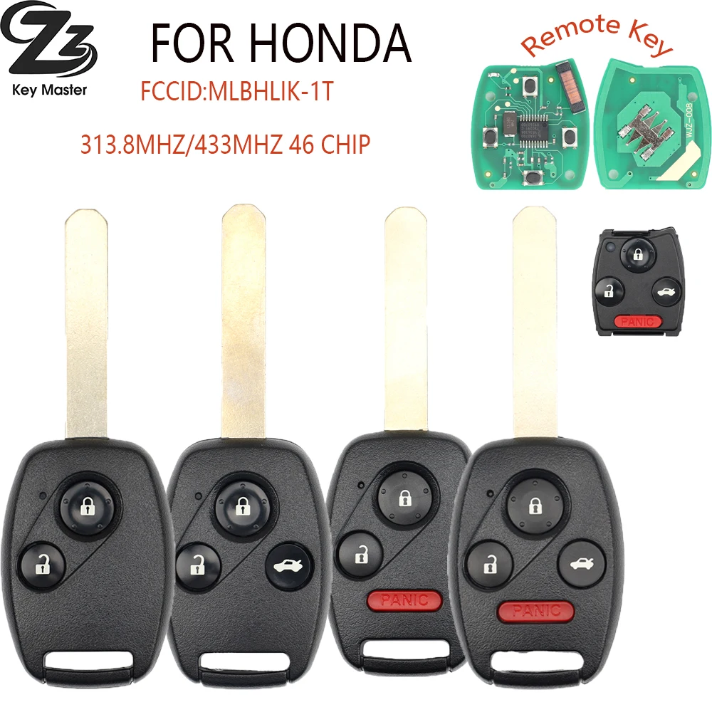 

Zz For Honda Accord Civic CRV Car Key 313.8/433MHZ N5F-S0084-A MLBHLIK-1T KR55WK49308 For Honda Accord Sedan Pilot Civic CRV