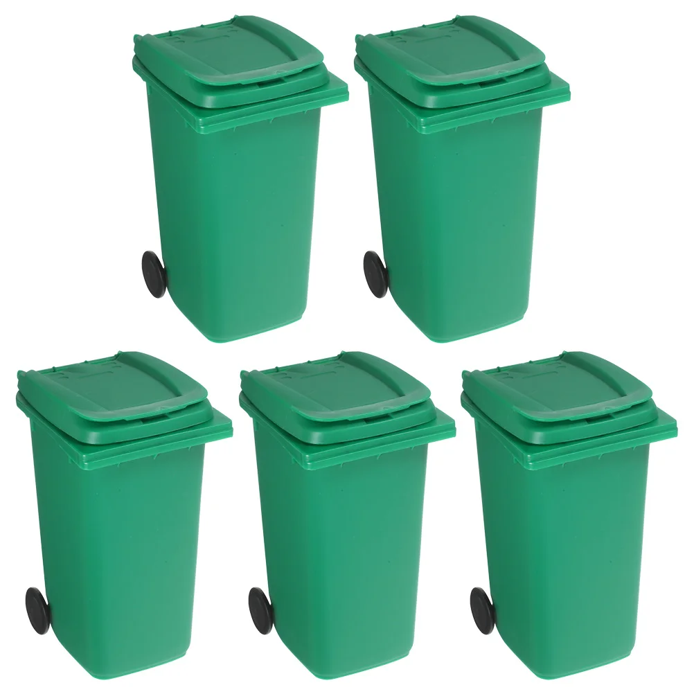 

5pcs Desktop Trash Can Multifunctional Pen Holder Mini Waste Bucket for Desk with Lid PP Material Small Garbage Container Toy