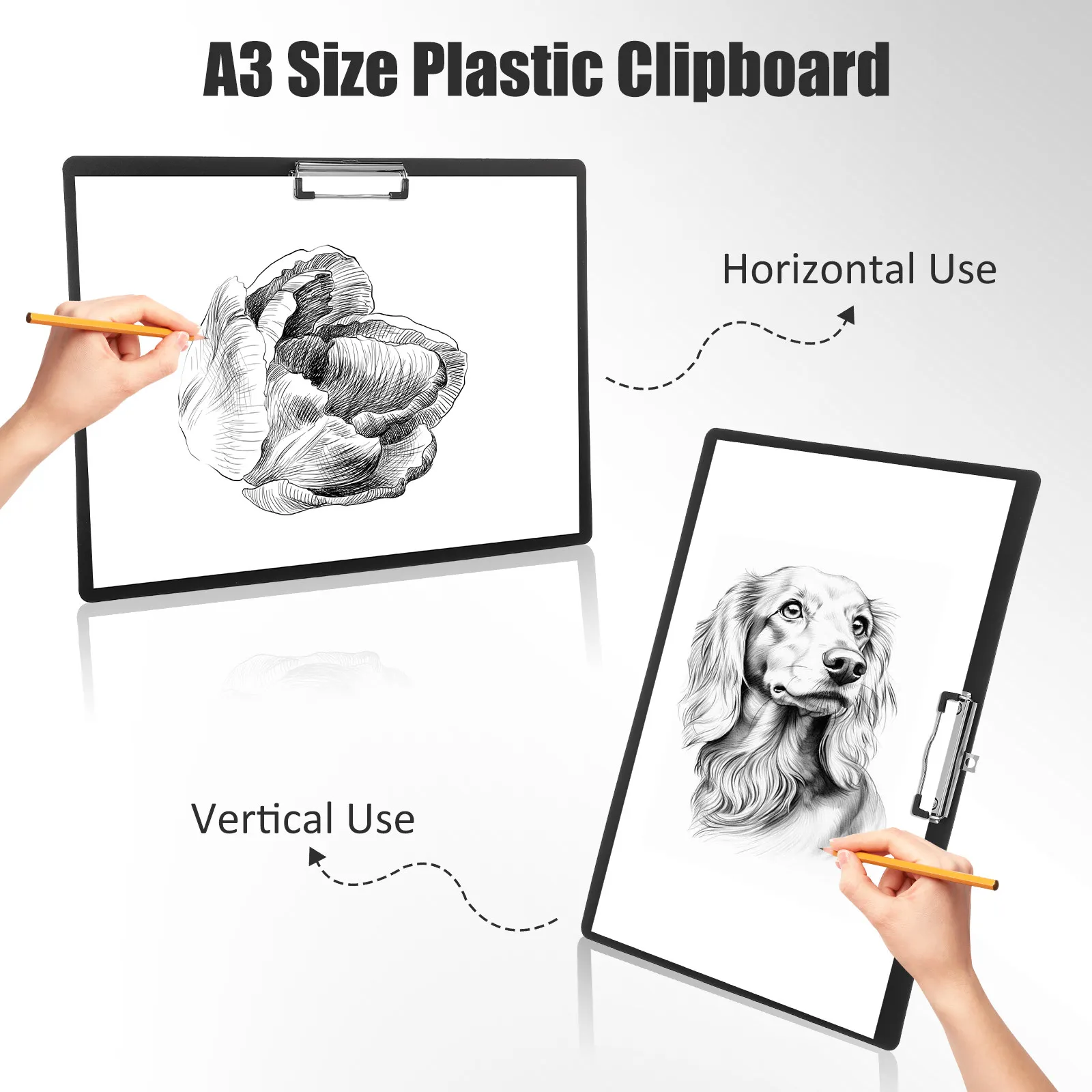 A3 Size Plastic Clipboard Ergonomic Design for School Office Use Metal Clip Secure Document Holder Drawing Folder