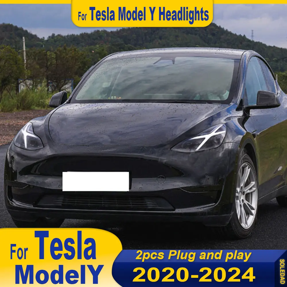 Car Headlight For Tesla Model Y 2020 2021 2022 2023 2024 LED Head Lamp Upgrade DRL Dynamic Signal Lamp Front light Assembly