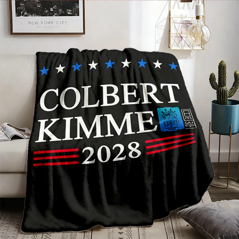 Colbert Kimmel 2028 Flannel Blanket, Protect Late Night TV, Defend Free Speech Flannel Throw for Liberals, Kimmel