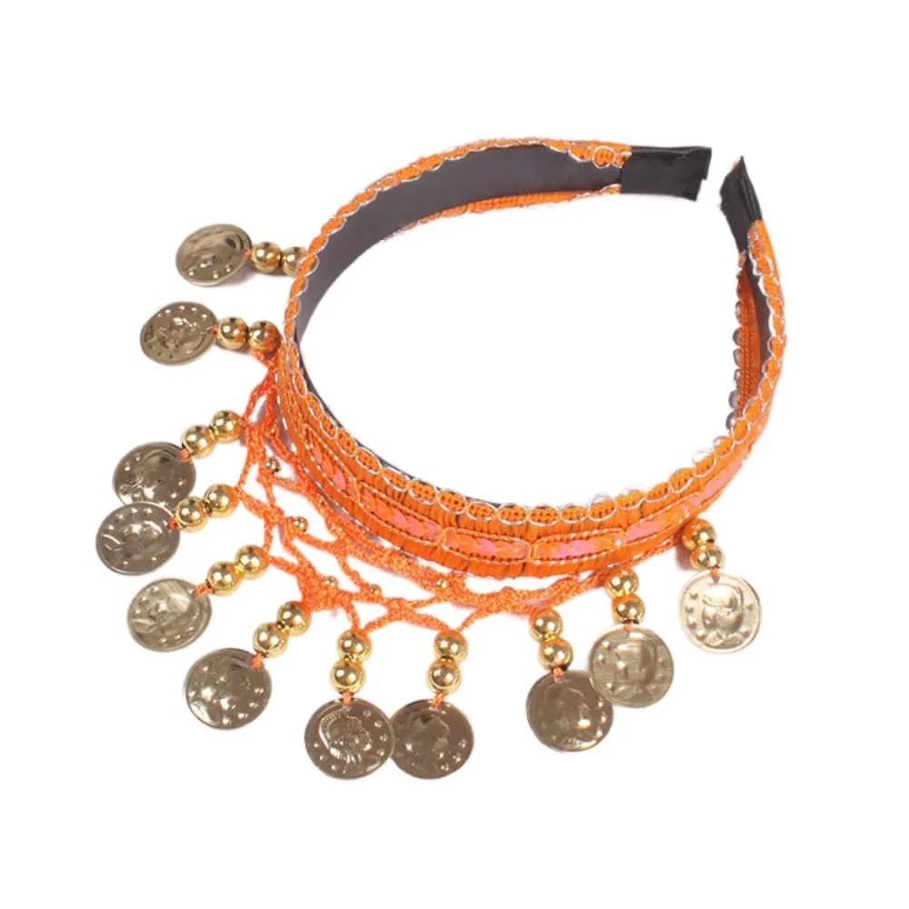 Mode ethnique Style paillettes tête chaîne tête accessoires perle danse du ventre bandeau bijoux danse indienne tête cerceau Costumes