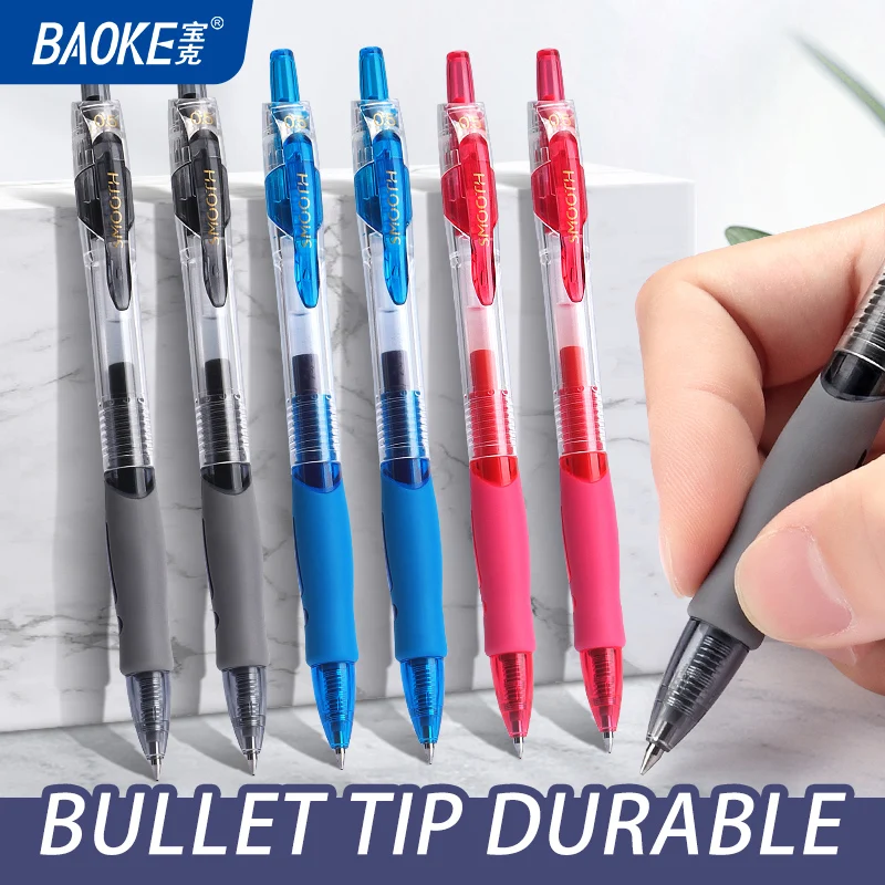

BAOKE PC1950 0.5mm Retractable Gel Pens Set Black/Red/Blue Ink Ballpoint for Writing Refills Office Accessories School Supplies