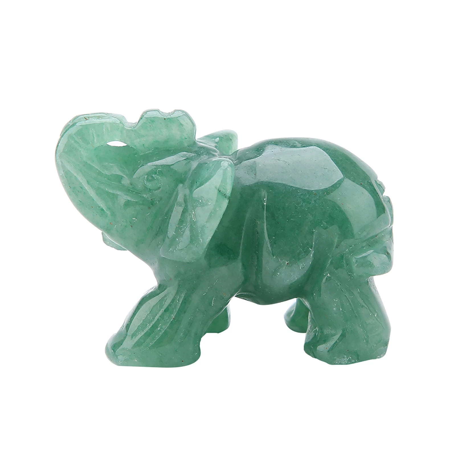 2 Zoll geschnitzte Elefantenfigur Naturstein Kristall Elefantenstatue Glück Fengshui Ornament für Zuhause Desktop Bücherregal Dekoration