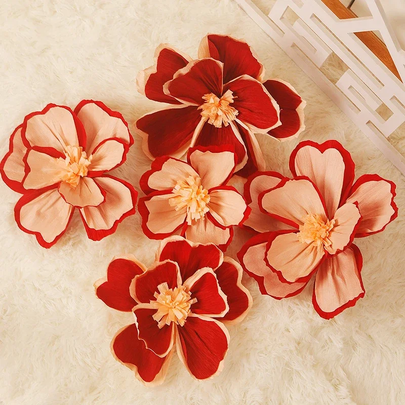 20/25/30 cm Crepe Fiore di carta Leggero Multiuso Rughe Fiore di carta Stereoscopico Decorazione floreale Forniture per feste