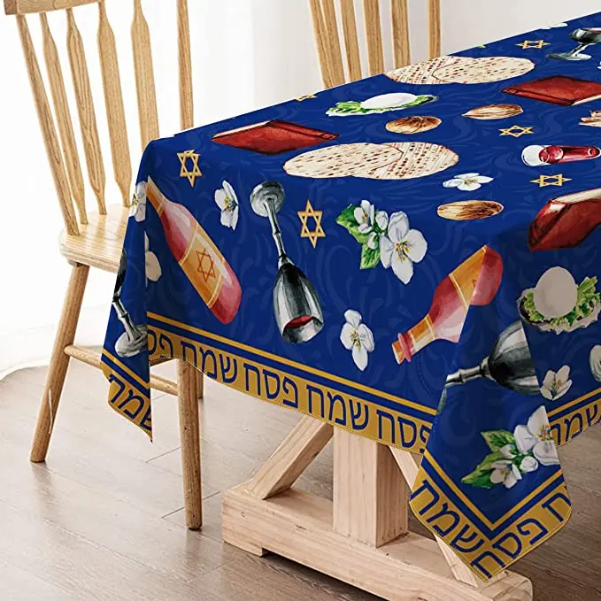 Passover Tablecloth Pesach Seder Jewish Festival Holiday Party Decoration Matzo Red Wine Kitchen Dining Room Home Decor