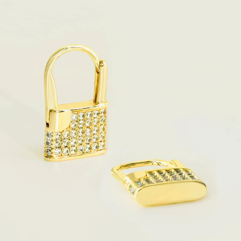 Huitan Chic Lock Shaped Earrings for Women Gold Color New Trendy Female Earrings Dainty Accessories Unique Design Jewelry Bulk