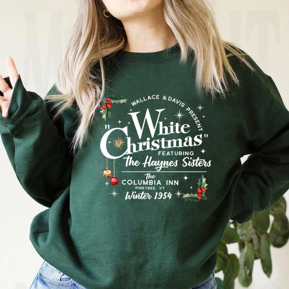 

Белый рождественский свитшот из фильма «Воллес и Дэвис», свитер Haynes Sisters, пуловер в стиле ретро, рождественский белый фильм 1955, толстовки