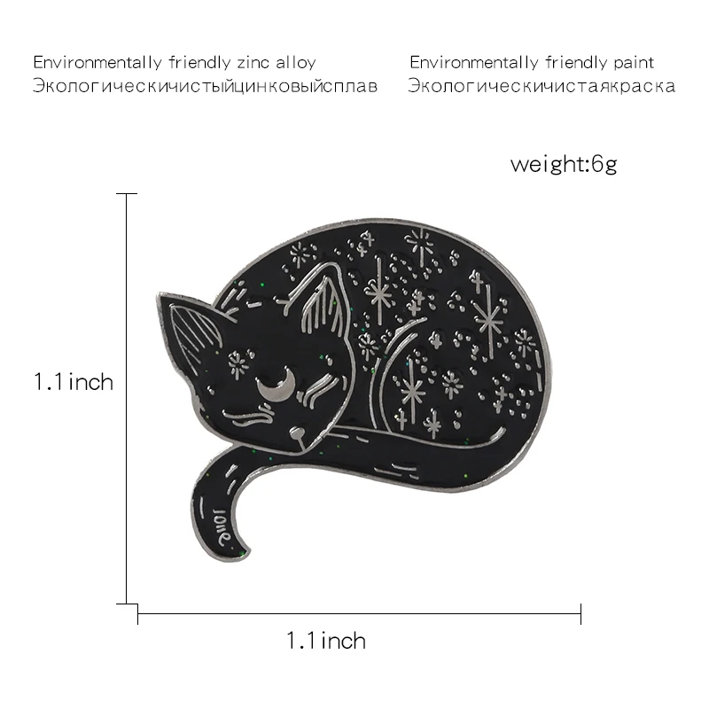 kitten Enamel pin Brooch Sailor Moon Black Cat Brooches Sleeping Cat Badges Witches Jewelry Halloween pins Cartoon Black cat