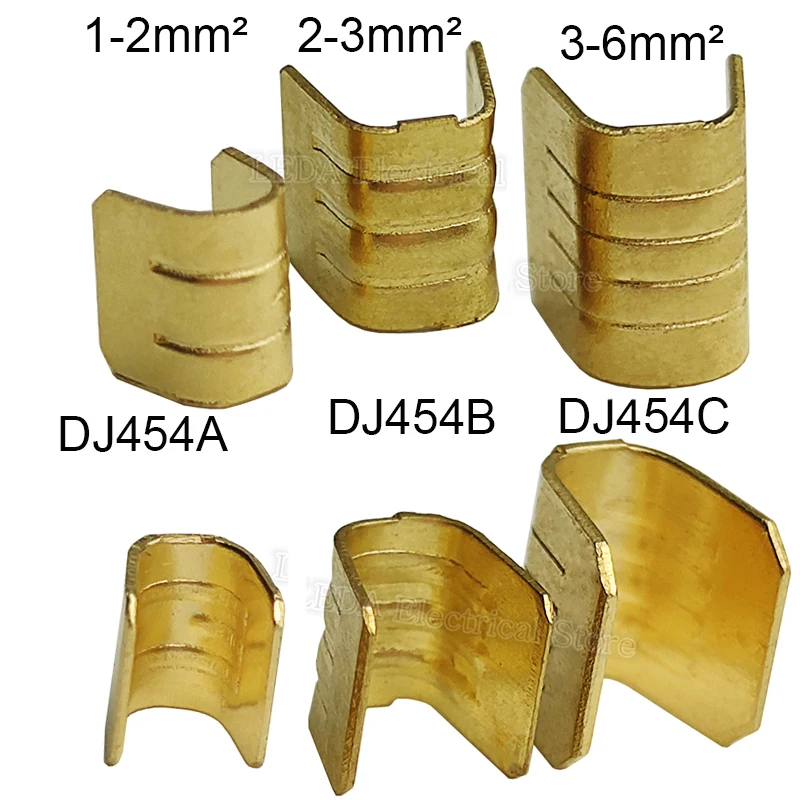 100Pcs DJ454 1-6mm2 U-Shaped Copper Wire Crimps Terminal Cold Pressing Connectors Docking Wire Connectors For Wire Tab Terminal