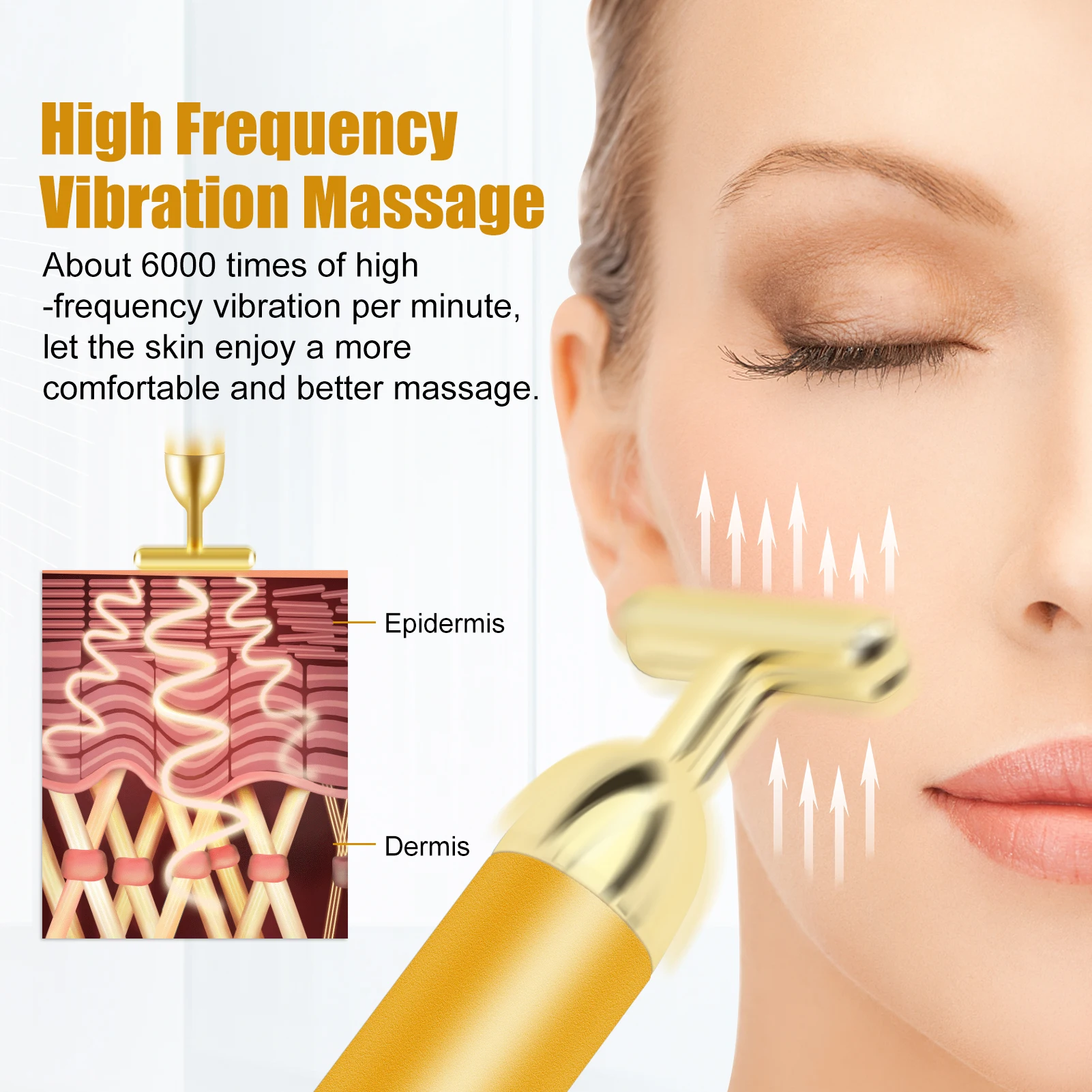 Vibration Massager for Body Neck Eye Massage Masajeador Face Lift Bar 24K Gold T Shaped Beauty Bar Electric Massage Stick