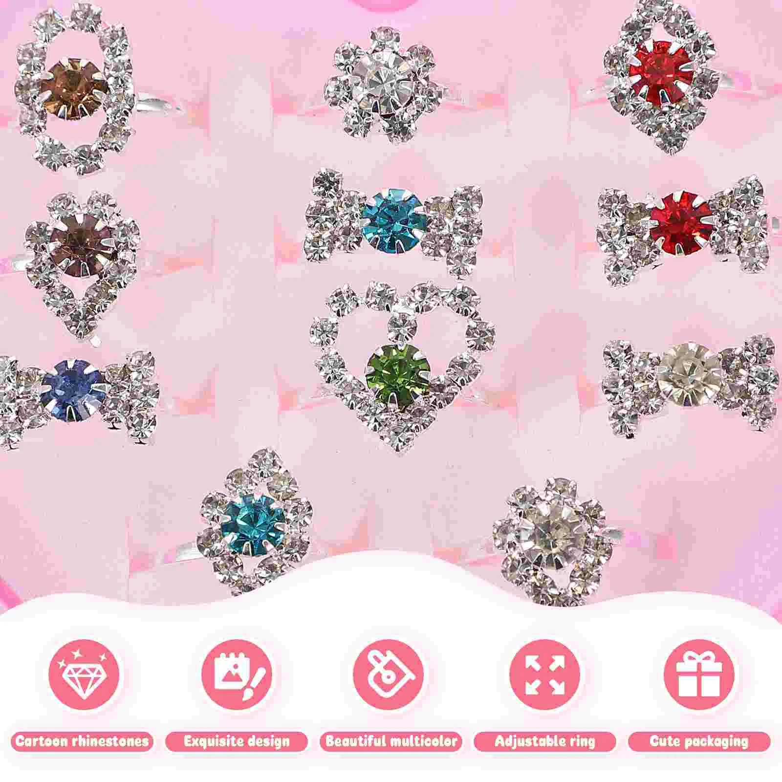 Children's Ring Costume Accessories Kids Crystal Rings Jewelry Toys for Girls Cartoon Childrens