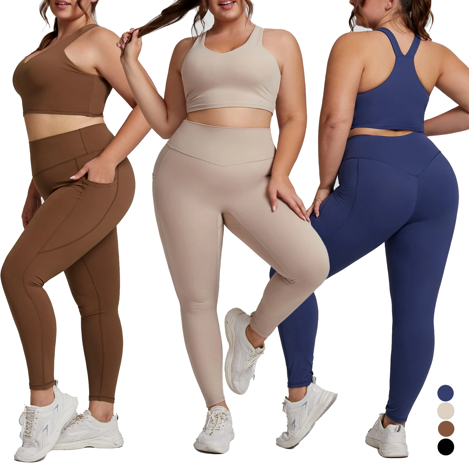 Kobiety zestaw gimnastyczny Plus Size do ćwiczeń z kręconymi stanik sportowy legginsami do jogi dres Oversize XXXL rozszerzony rozmiar odzież damska