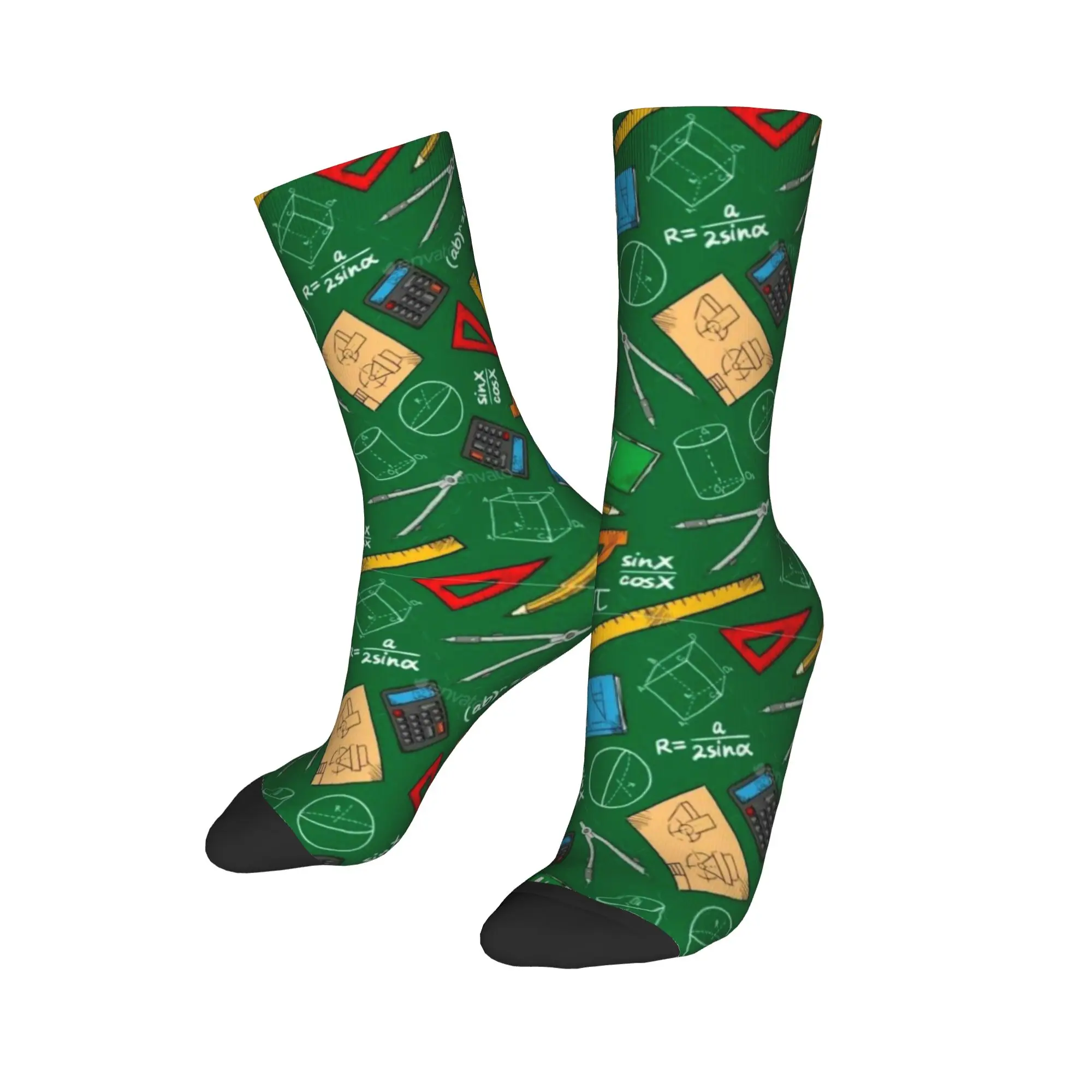 Women Men Socks Blackboard Math Color Geometry  Stockings Non Skid Breathable Socks Autumn Harajuku Design Running Sports Socks