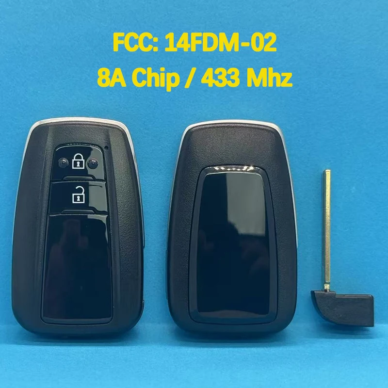 CN007140 Aftermarket 2 Buttons Smart Remote Key FCC 14FDM-02 231451-0410 8A Chip 433 MHz Keyless Go For Toyota CHR 2017